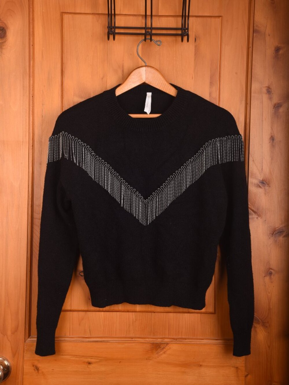 ✨ STUNNING STATEMENT KNIT ✨ Dreamers by Debut Chain Fringe Black Sweater